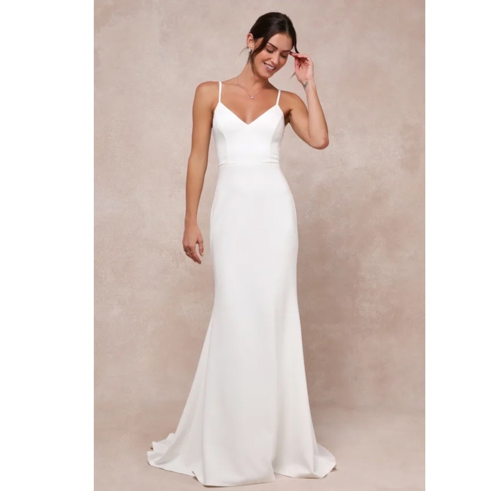 Lulus Feeling of Forever White Sleeveless Mermaid Maxi Dress Size Small New!
